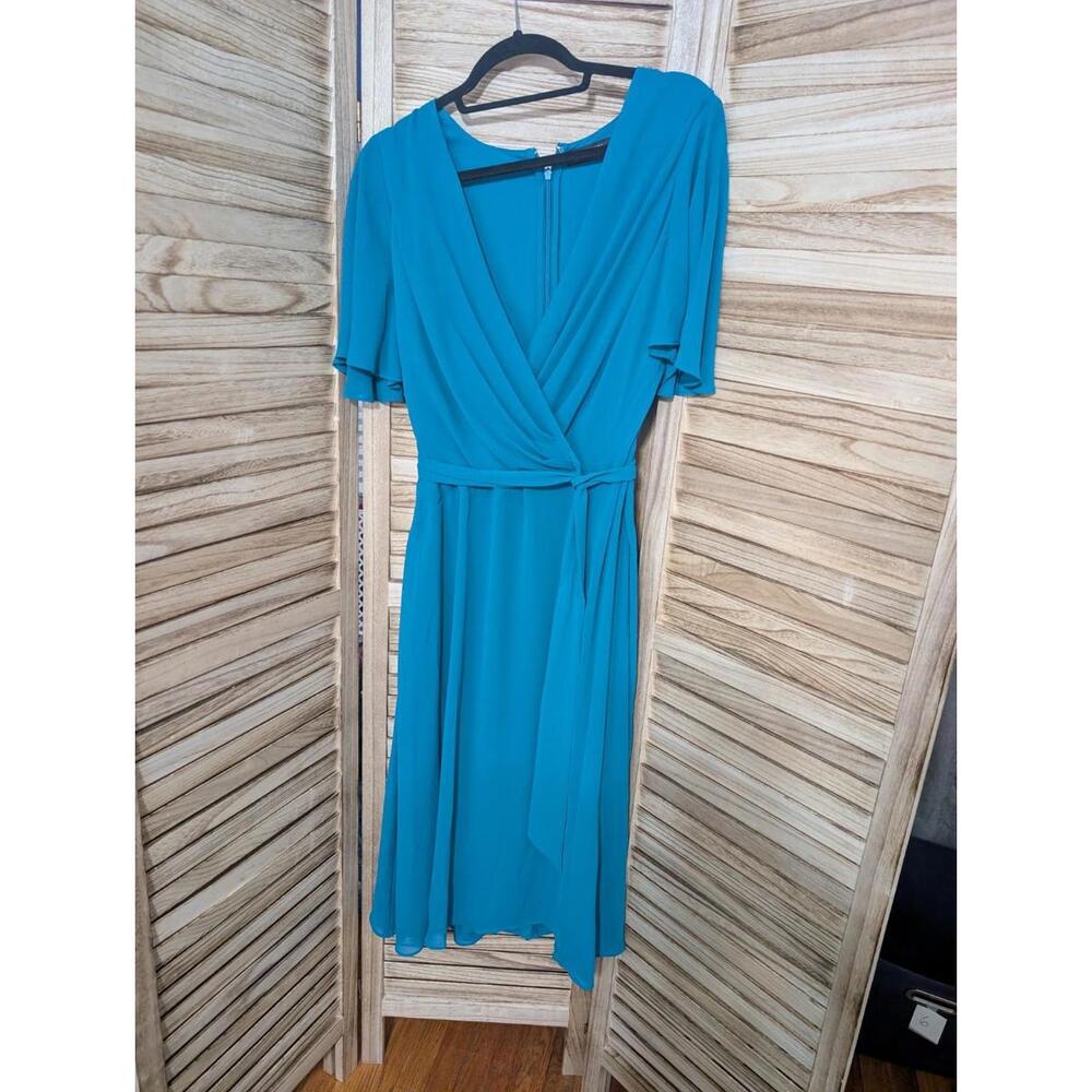 NWT Lauren Ralph Lauren Women's Self-Belt Dress Teal Sz 10. Orig$149